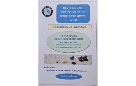 Doublette Mixte - le dimanche 23 juillet 2023